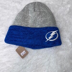 Mens‎ Beanie Hat Blue Gray Lightning Bolt Logo Winter Warm Knit Cap